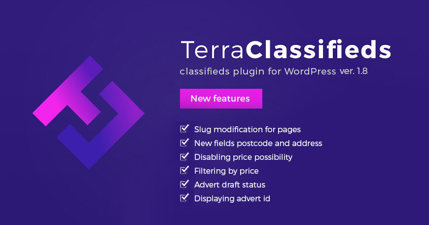 TerraClassifieds WordPress classifieds plugin updated to ver. 1.8. 