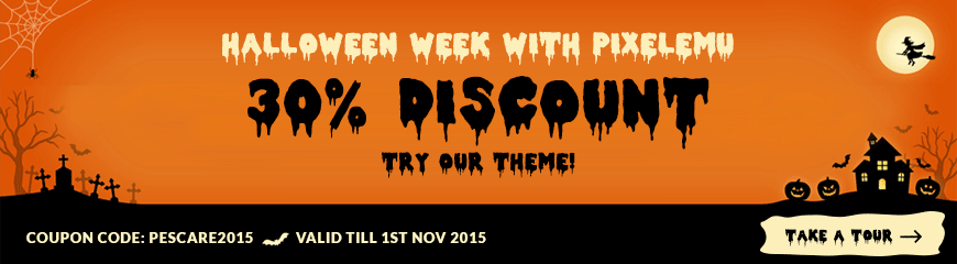 Halloween with Pixelemu! Try our theme with high discount!