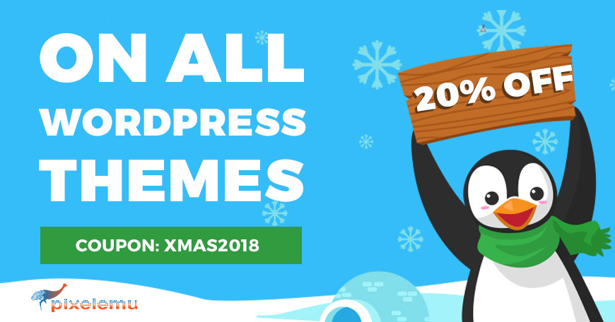 2018 Christmas discount on WordPress themes.