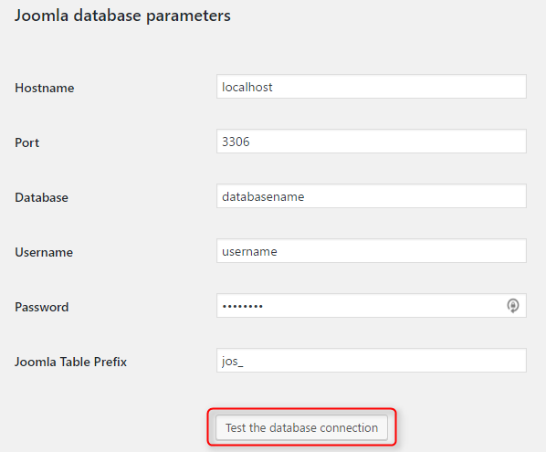 joomla database parameters