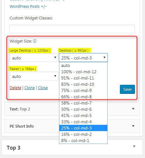 how to use widget sizes