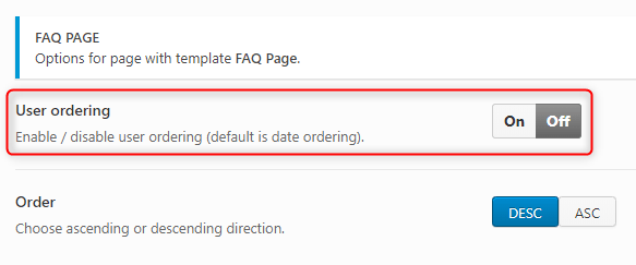 Added option 'user ordering' for FAQ items