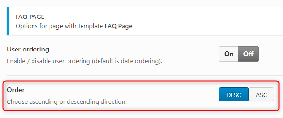 Added option to order FAQ items ascending or descending