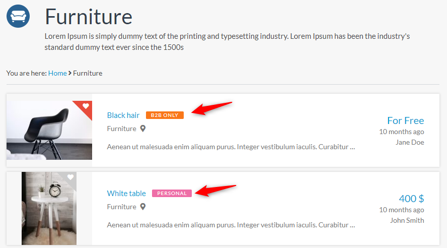 classifieds plugin for wordpress category view